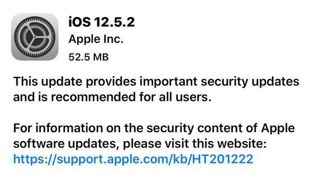 小金苹果手机维修分享iOS12.5.2发布，建议所有老苹果用户安装 